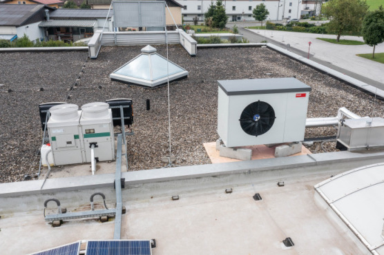 The TopVent units and heat pumps were mounted on the roof
